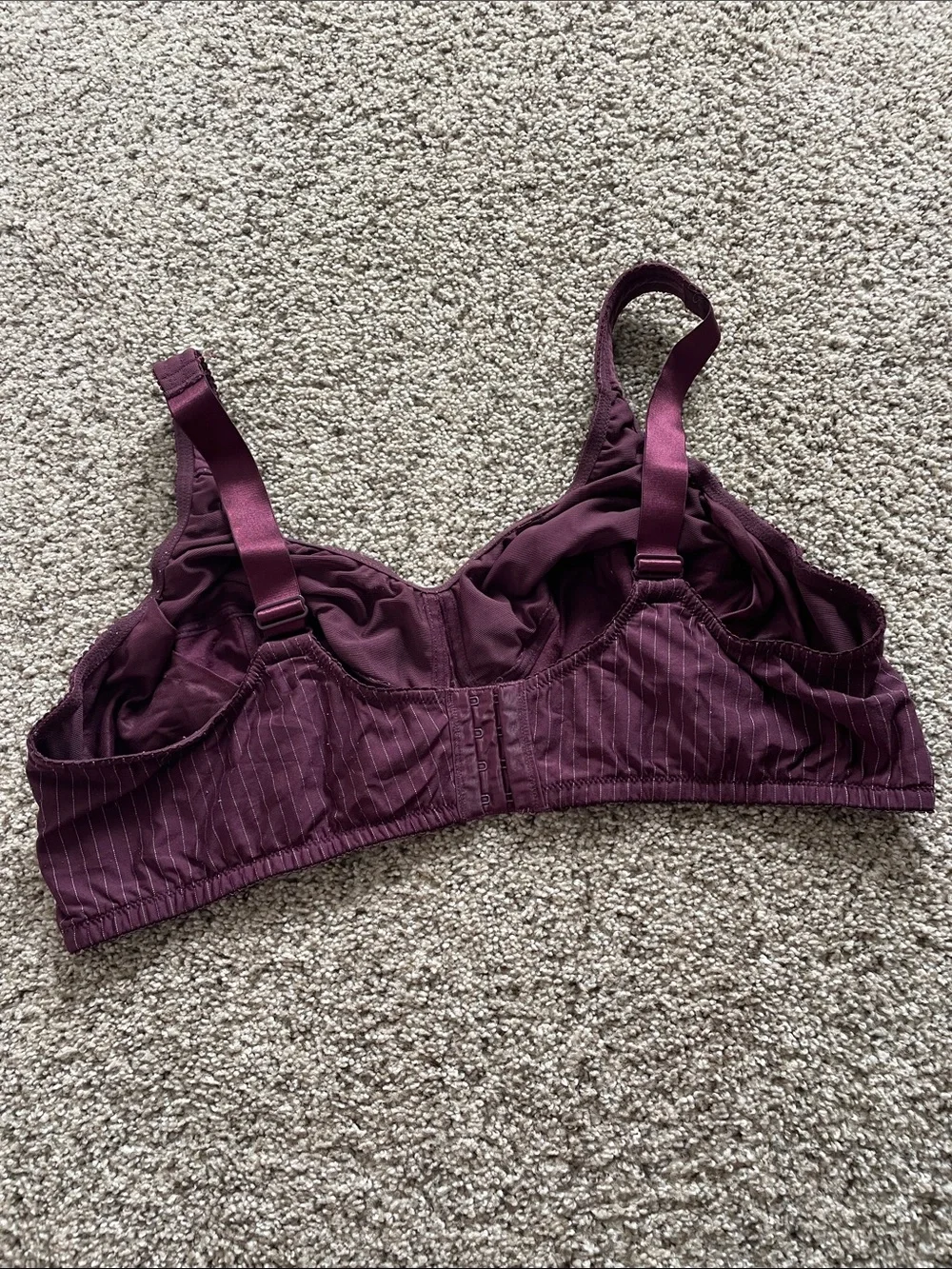 Ulla Popken Deep Plum Pinstripe Full-Coverage Wirefree Kelly T-shirt Bra